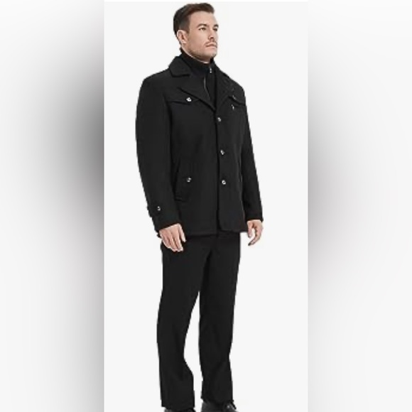 Men's Winter Pea Coat (XL, Dark Gray) - Picture 4 of 7
